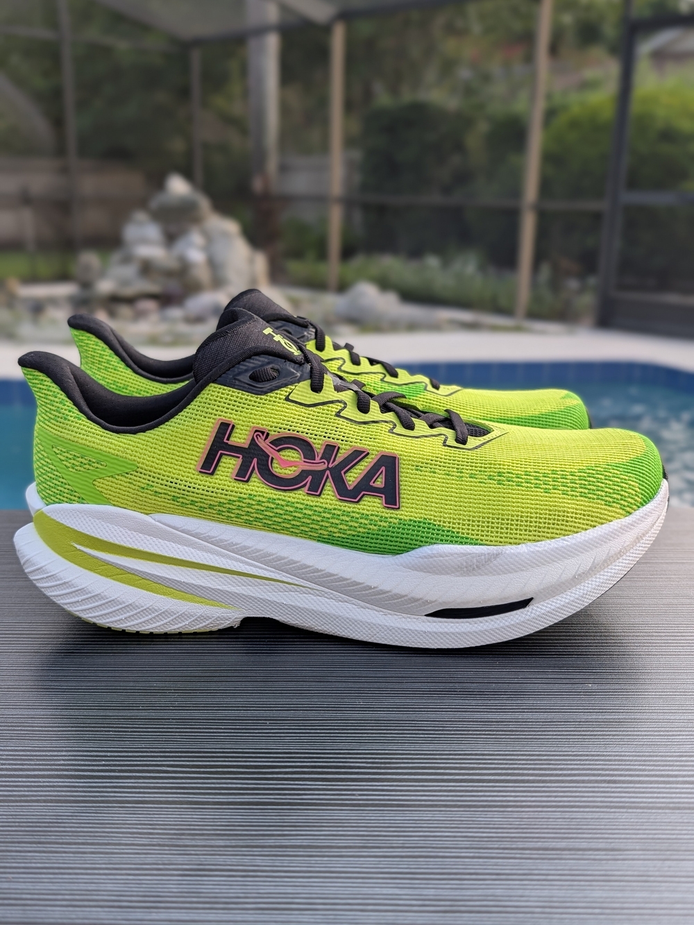 HOKA Mach X 3 Mens Size 11.5 Neon Yellow Black Running Shoe 1168720 NNHK